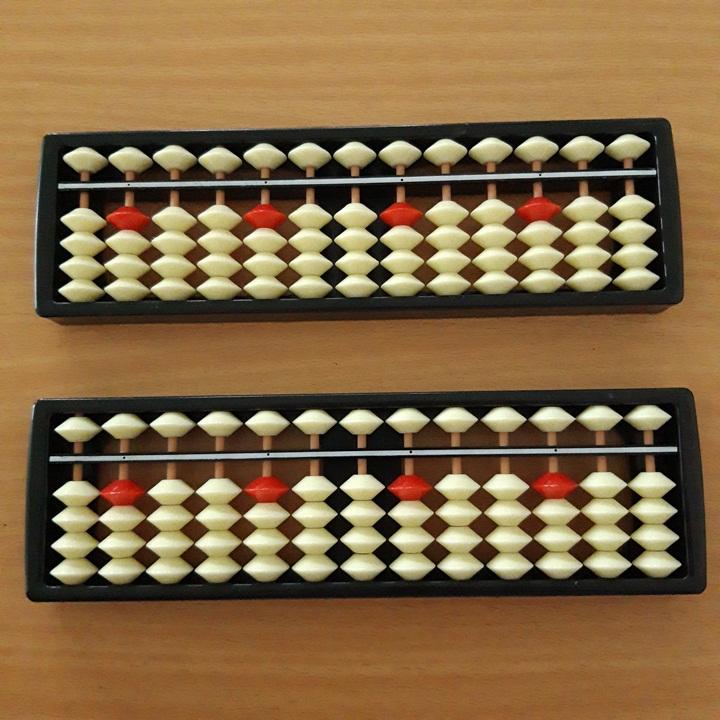 Bàn Tính SOROBAN, Bàn Tính Gẩy 13 Cột - Màu Trắng Đỏ, Cho Trẻ 5-10 Tuổi