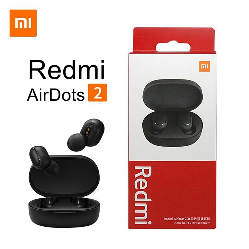 Tai nghe bluetooth - tai nghe bluetooth chính hãng xiaomi redmi airdots 2 đen 5.0 tws kết nối cực nhanh bh 1 năm