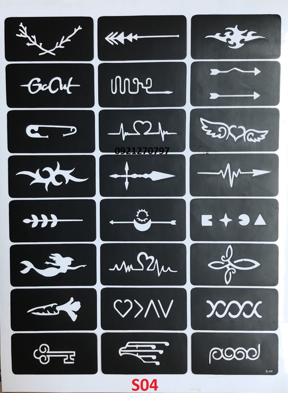 KHUÔN XĂM HÌNH XĂM TẠM THỜI S04 khổ A4