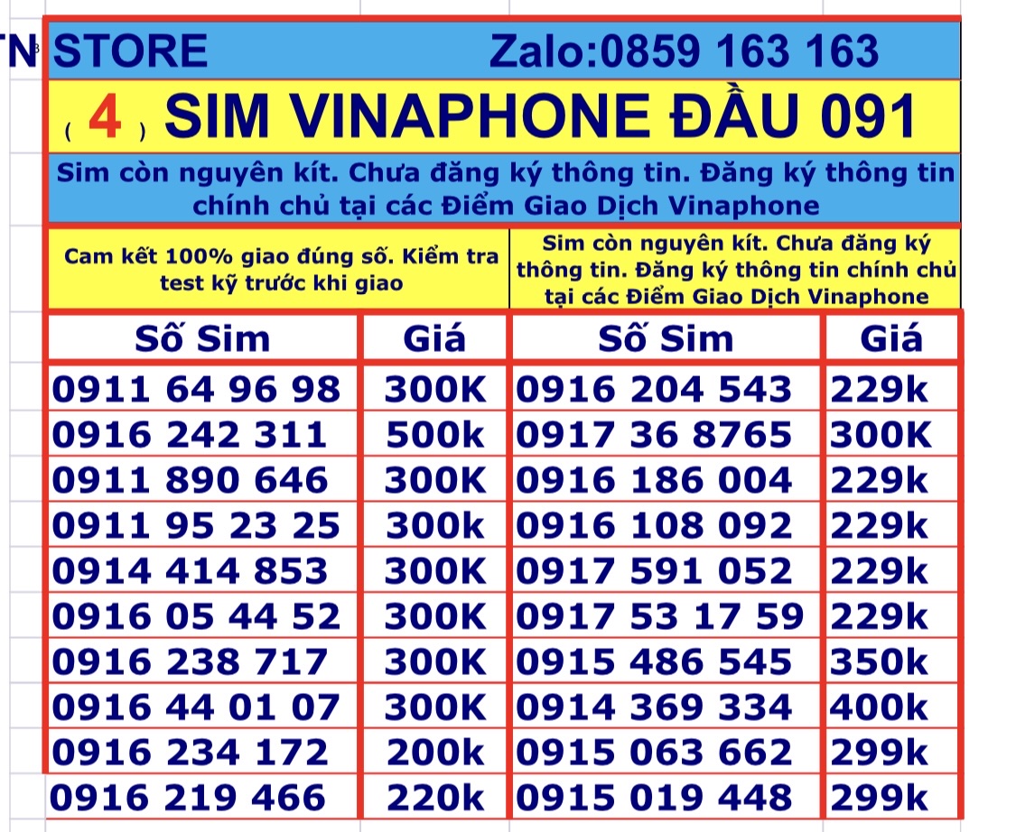 Sim Vinaphone Số Đẹp Đầu Số 091 - Sim Vina Trả Trước (5) | Lazada.Vn