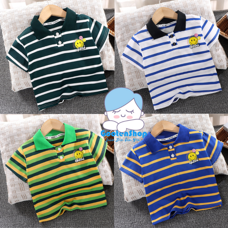 Áo polo bé trai, áo cộc tay bé trai chất cotton mềm mịn nhiều màu sắc  ATP1