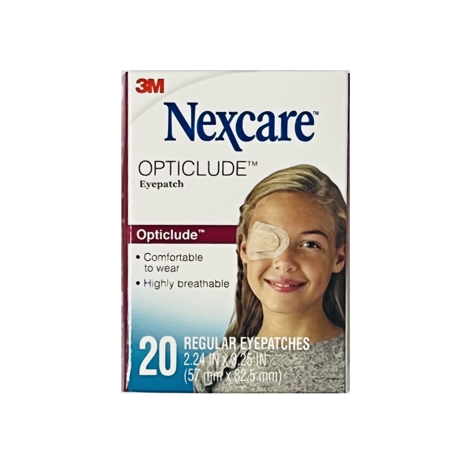 Miếng dán mắt tập nhược thị cho trẻ trên 4 tuổi 3M Nexcare 1539 cỡ lớn, 57mm x 82,5mm, sản xuất tại Canada , 20 miếng /hộp (Giá 1 hộp)
