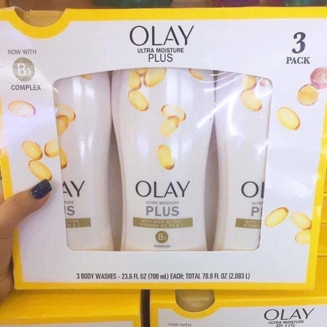[HCM][Mẫu mới nhất] SET 3 CHAI SỮA TẮM DƯỠNG THỂ OLAY ULTRA MOISTURE BODY WASH 700ML