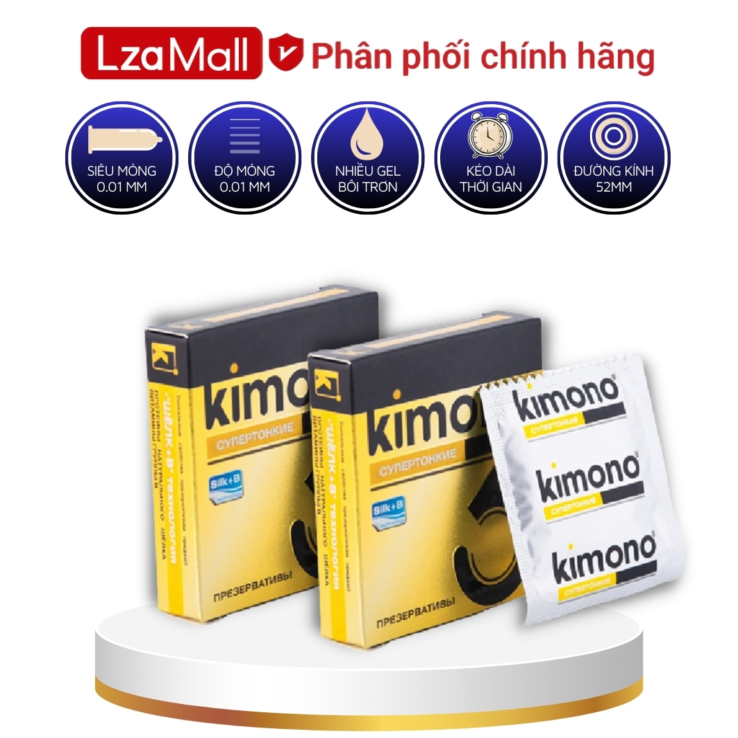 Bao cao su siêu mỏng Kimono màu vàng Gold 0.02 mm không mùi