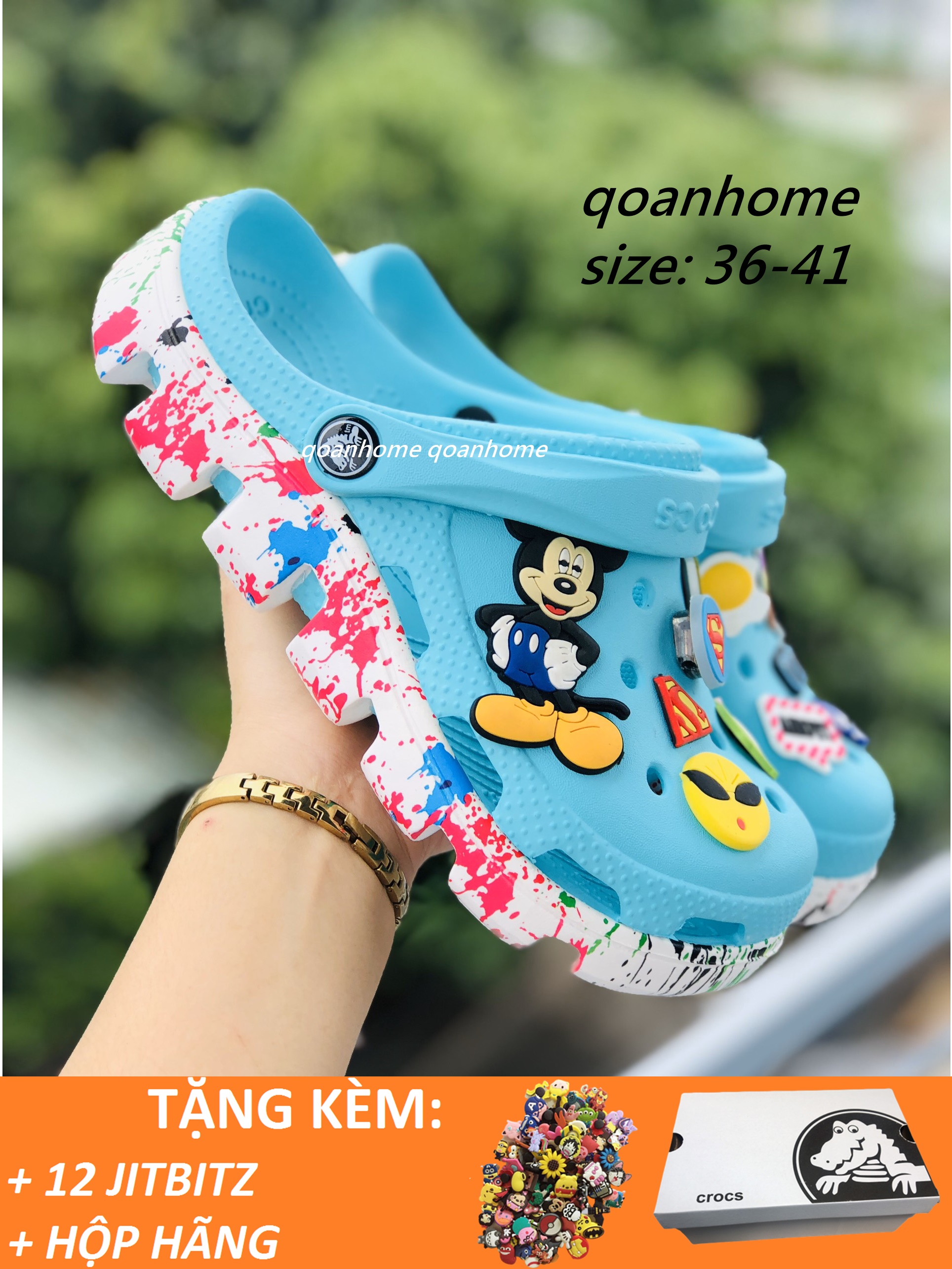 DÉP CÁ SẤU CROCS XANH MINT ĐỂ VẨY SƠN- DÉP QUAI NGANG CROCS DUET SPORT -  DÉP CÁ SẤU - DÉP QUAI NGANG CÁ SẤU - DÉP SỤC- DÉP CROCS