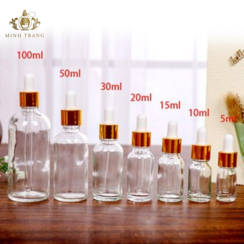 [HCM]Combo 10 Chai Thủy Tinh Chiết Tinh Dầu 5ML/10ML/15ML/20ML Nắp Bóp Giọt Khoen Vàng Chiết Serum Tinh Chất Chuyên Dùng Spa Thẩm Mỹ Viện Chai Lọ Mỹ Phẩm Du Lịch