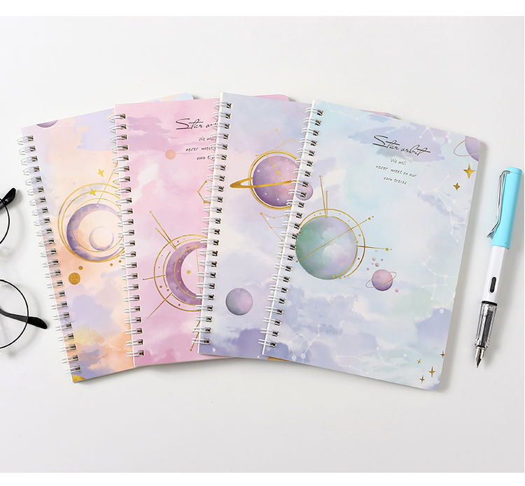 Sổ tay ghi chép học tập gáy lò xo A5 hình Ngân Hà, dòng vở kẻ ngang, 120 trang Sakura Shop