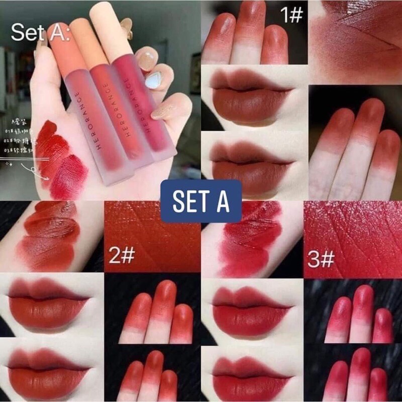 Set 3 cây son kem lì Herorange