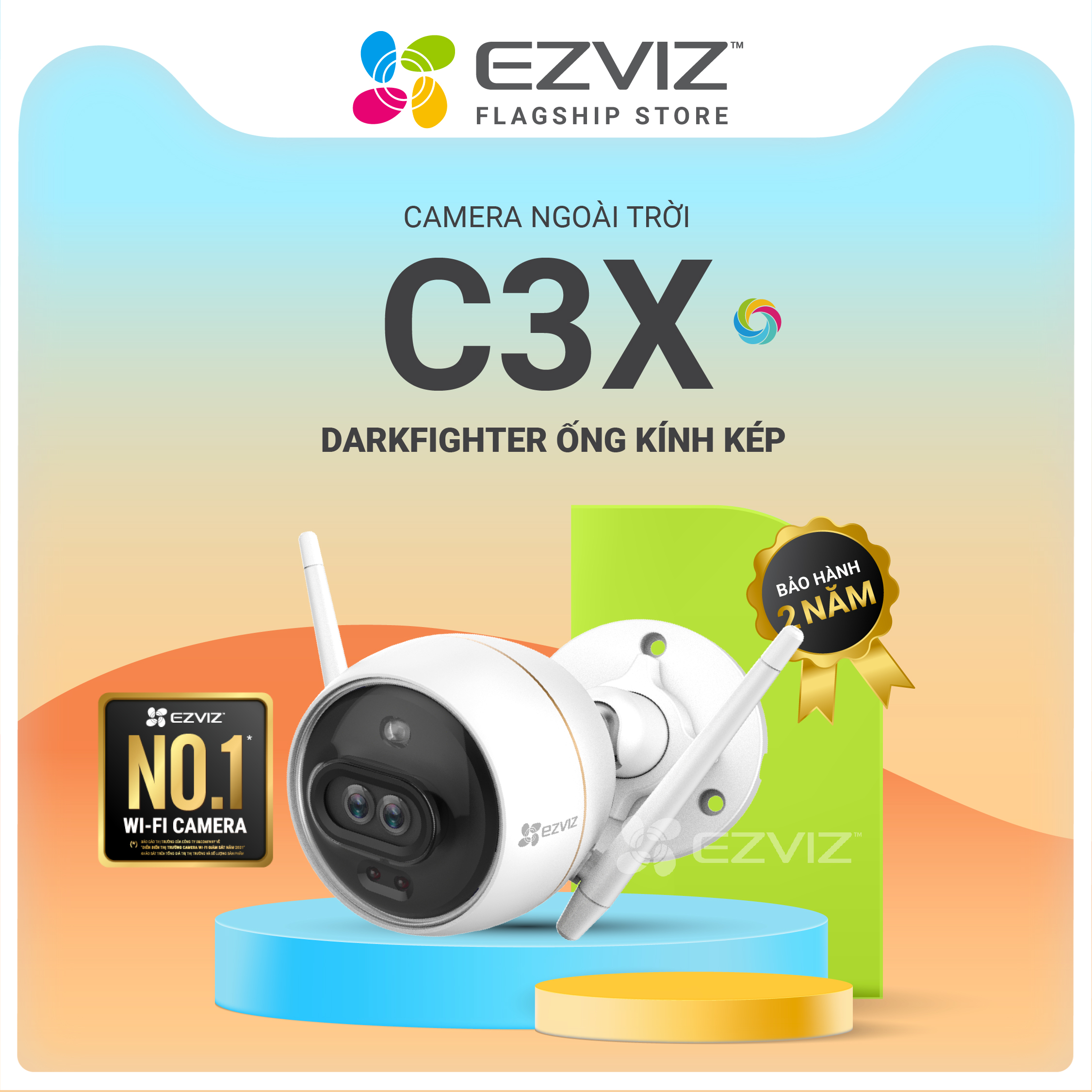 Camera EZVIZ C3X 1080P, WI-FI,  IP67 Ngoài Trời, Ghi Hình Ban Đêm Có Màu Không Cần Đèn, Tích Hợp AI Phát Hiện Hình Dáng Người/ Xe, Chuẩn Nén Video H.265--Hàng Chính Hãng--Bảo Hành 24 tháng