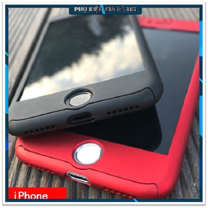 Ốp lưng Iphone 5/5s, 6/6s, 6/6s Plus 7/8, 7/8 Plus, X/Xs, Xs Max, 11 chống sốc 2 mặt (có kính cường lực)