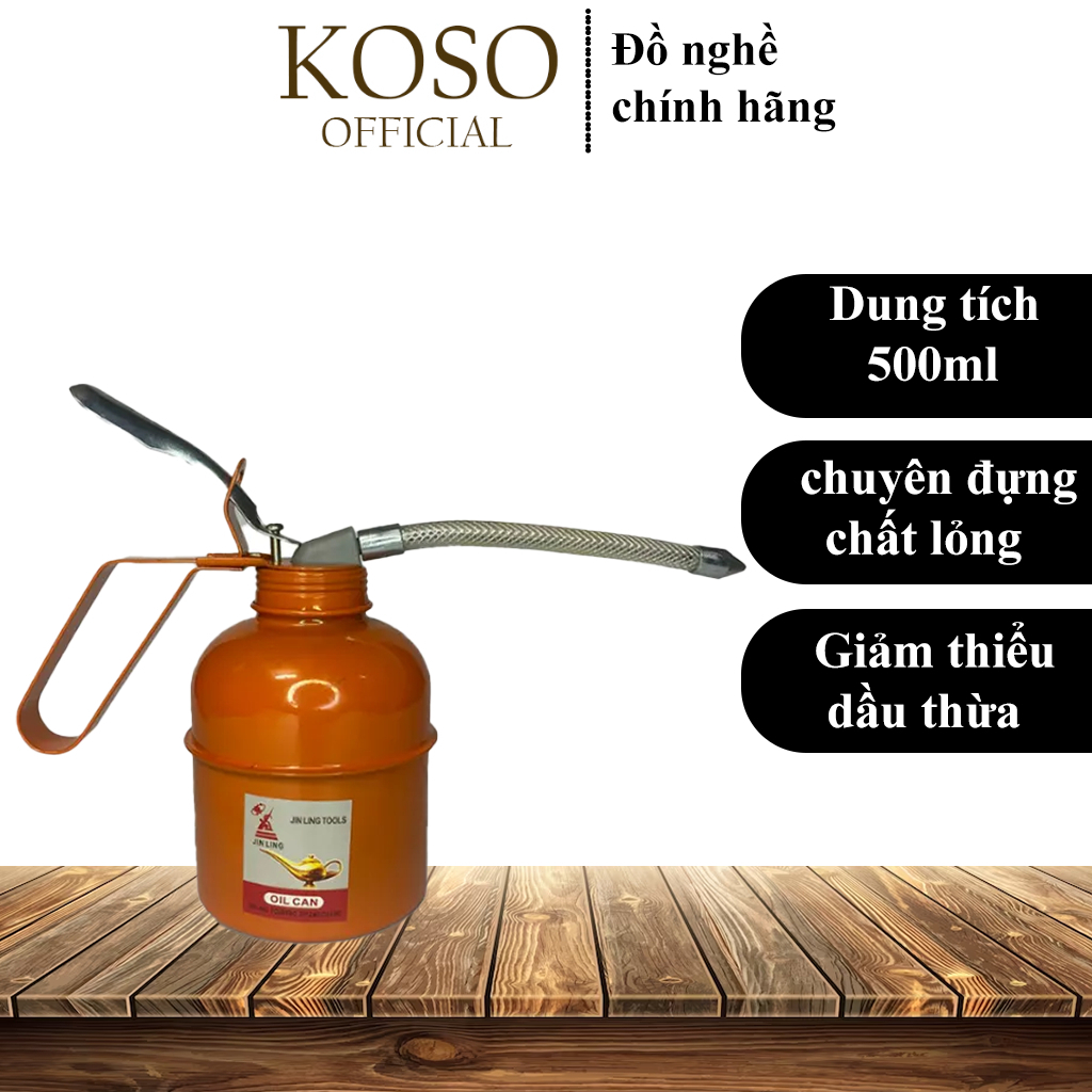 Bình Châm Dầu Nhớt KOSO bằng sắt, dung tích 500ML, châm dầu, châm nhớt, tra dầu máy móc cơ khí vòi phun nhôm chống tắc.