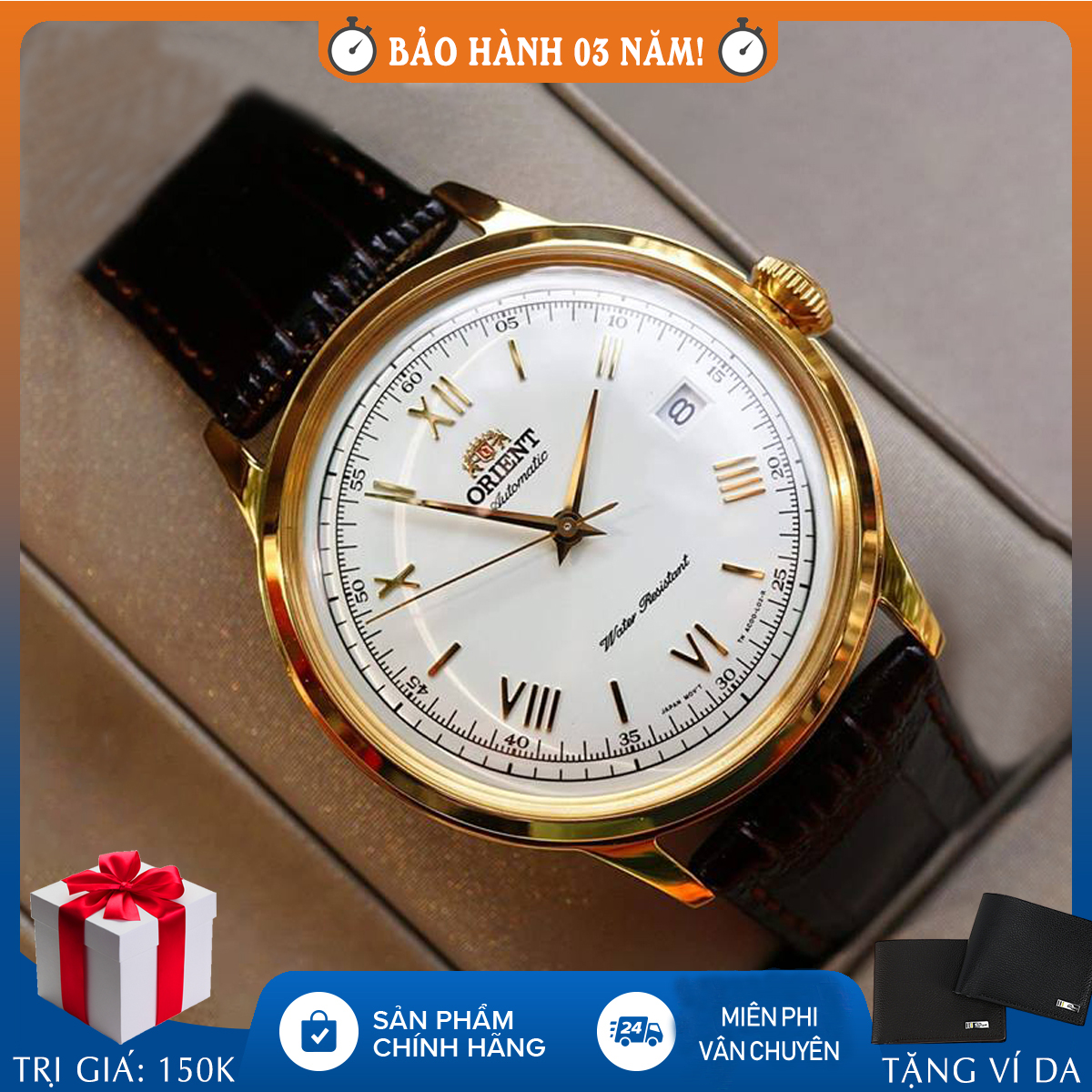 Đồng hồ nam orient fac00007w0 , chính hãng full box , bambino gen 2 , automatic , dây da
