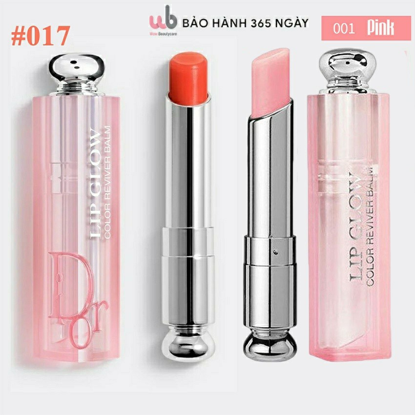 Combo son dưỡng dior 001,017 . hơi chạm đầu hoặc loang màu,dior 001 ngọt ngào,trong trẻo,dior 017 màu hồng cam.