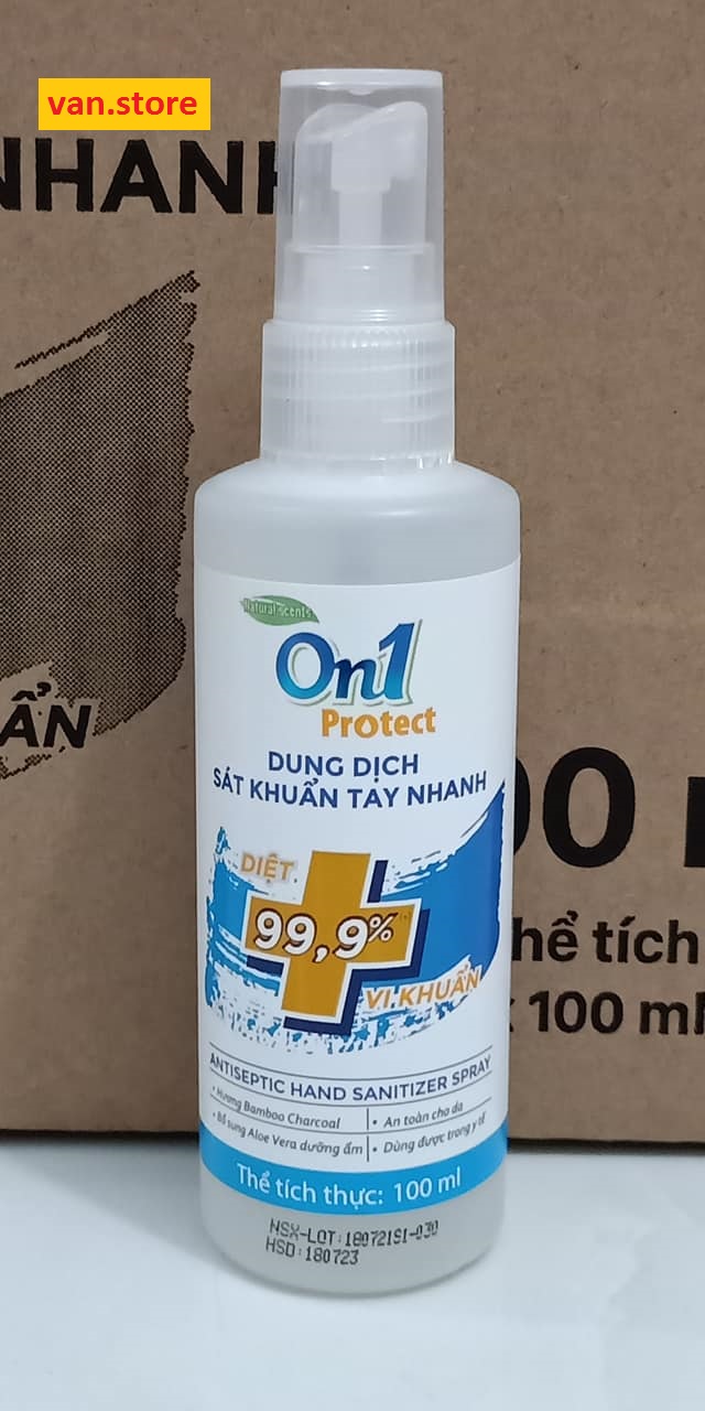 Dung dịch rửa tay khô on1 100ml - dạng xịt tiện lợi - hương bambo charcoal