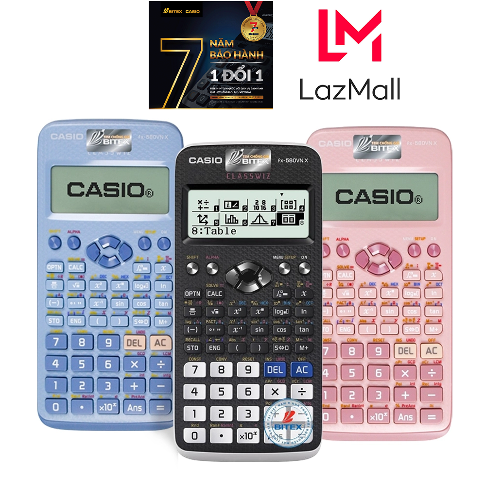 ALL LAZMALL 100% Casio fx-580VN X Chính Hãng, Độc Quyền tại Việt Nam 521 Tính Năng Sử Dụng Tiếng Việt TEAM Phiếu Bảo Hành Đầy Đủ