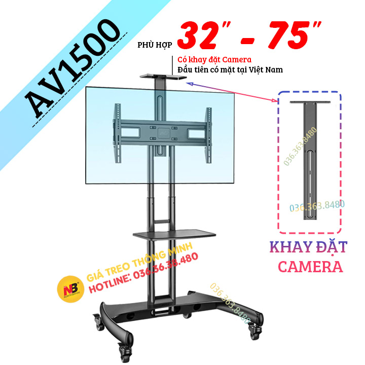Giá Treo Tivi Di Động NB AVA1500 32 - 75 Inch -  Giá Treo Tivi Có Bánh Xe Di Chuyển Chuyên Dụng Hội Nghị Trực Tuyến