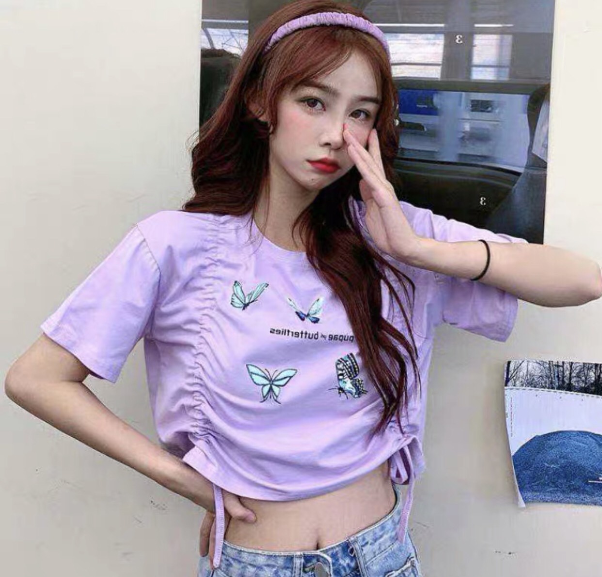 Áo Croptop Bướm Rút Dây 2 Bên Siêu Xinh Nauy504