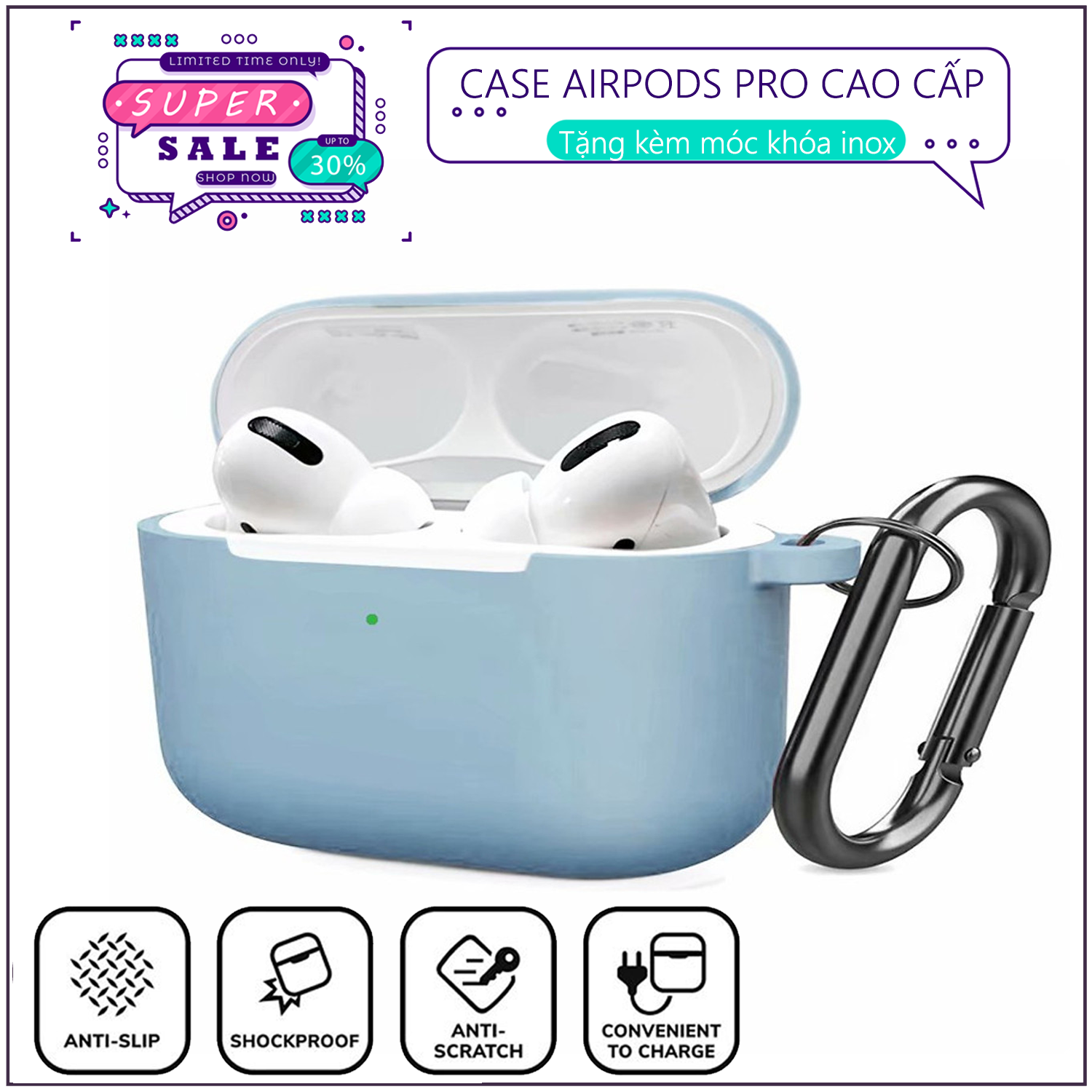 Case AirPods Pro- Case Airpods 2 - Vỏ Bọc Tai Nghe AirPods Pro Case Silicon dẻo nhiều màu - Case silicon Bảo Vệ Airpods Pro, Airpods 2, Túi Đựng airpod kèm móc khóa siêu bền đẹp, màu random.
