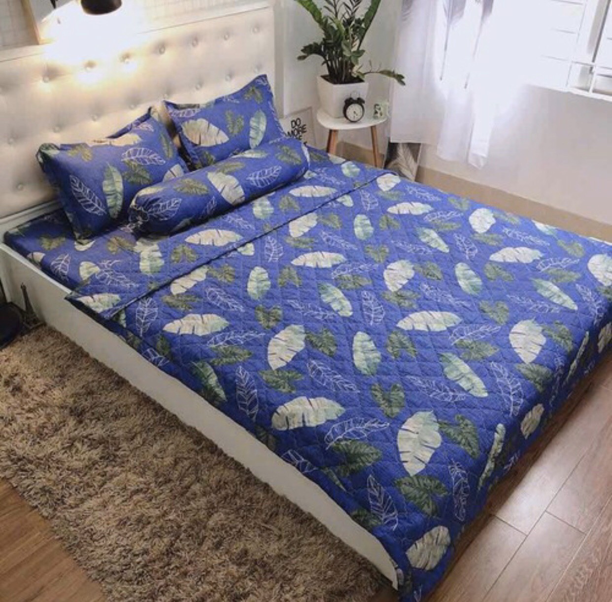 Bộ Chăn Ga Gối Cotton Poly - Hình Lá Chuối Xanh ( 3 Món , 4 Món , 5 Món )