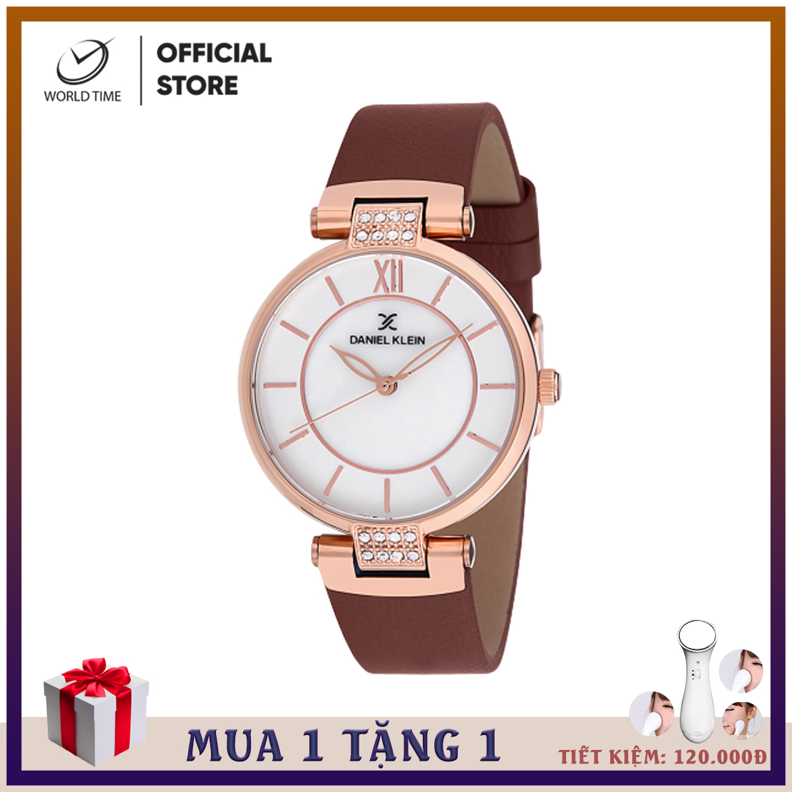 Đồng Hồ Nữ Dây Da, Daniel Klein DK12079, Full Box và Thẻ Bảo Hành Quốc Tế 2 Năm, Kính Mirenal, Chống Nước