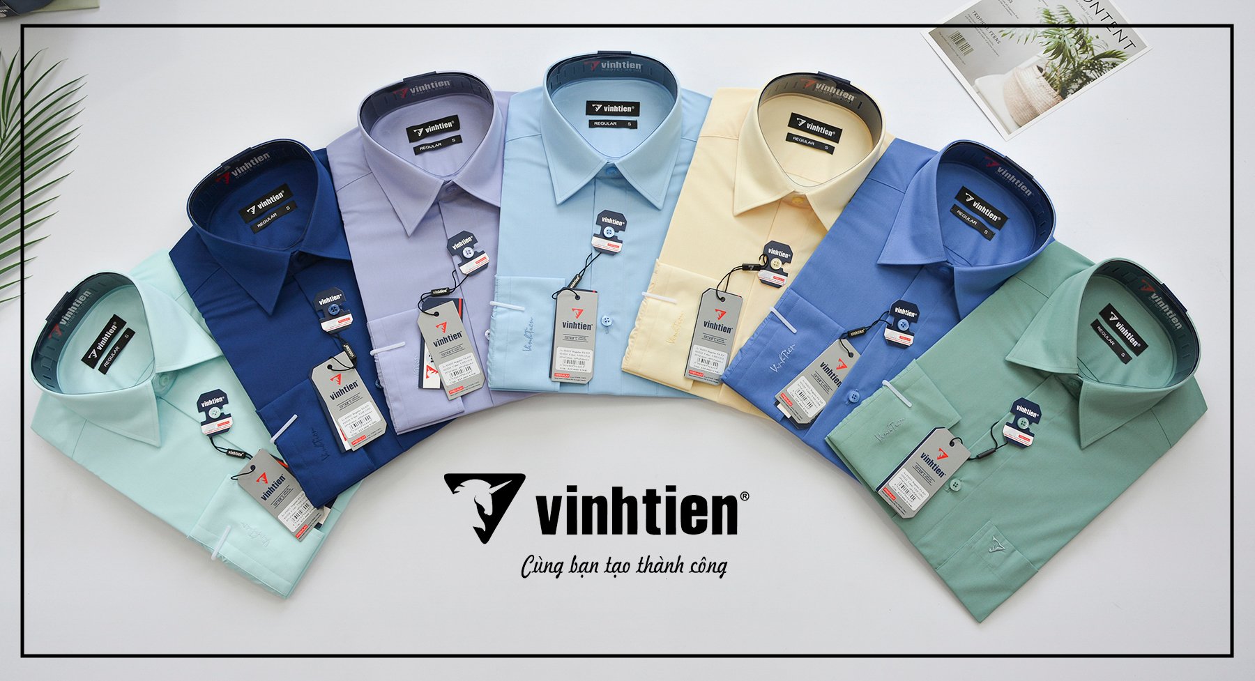 Áo sơ mi dài tay trơn màu form regular vĩnh tiến 325.3