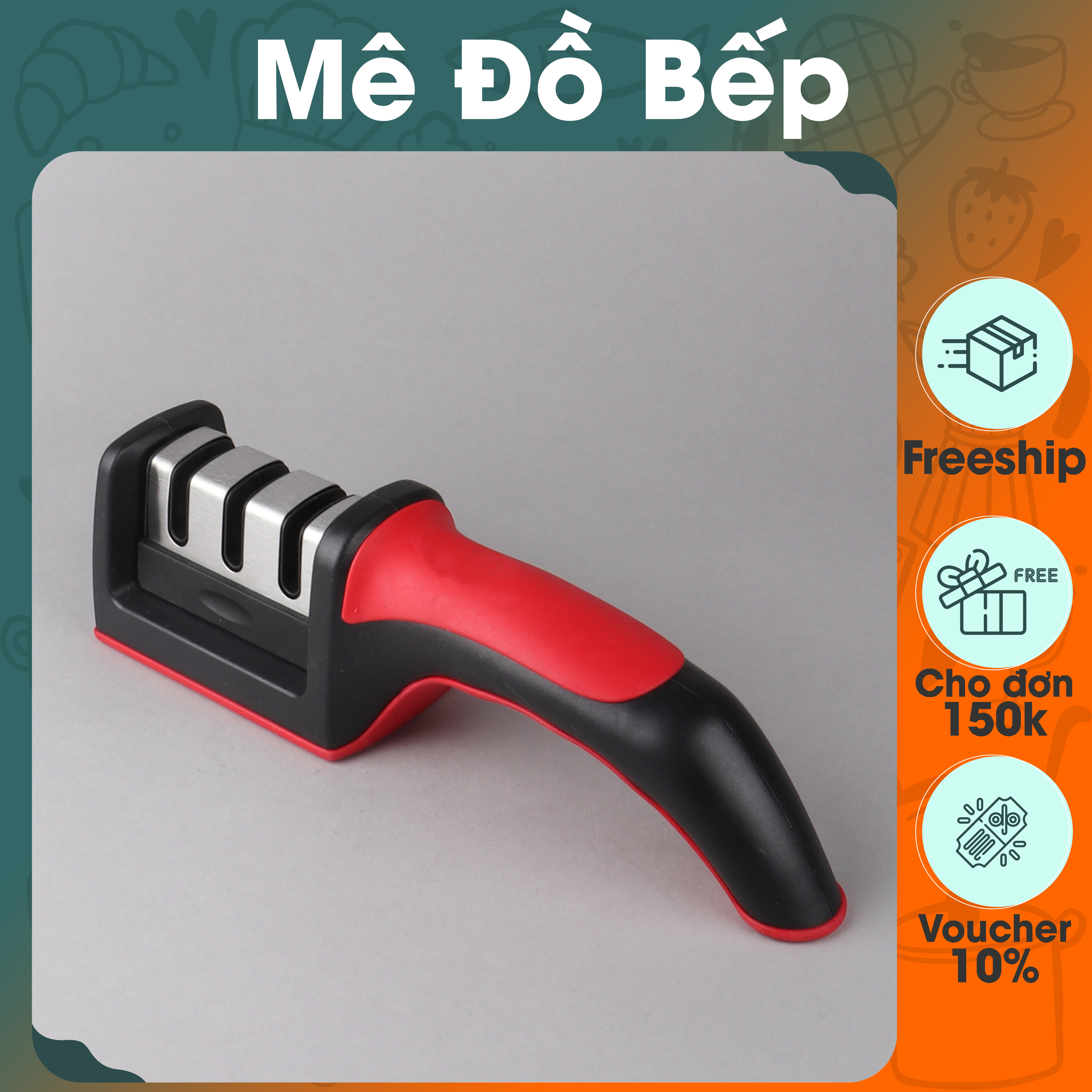 Dụng cụ mài dao 3 rãnh inox Bam House loại lớn cao cấp MD01 - BamBam Store