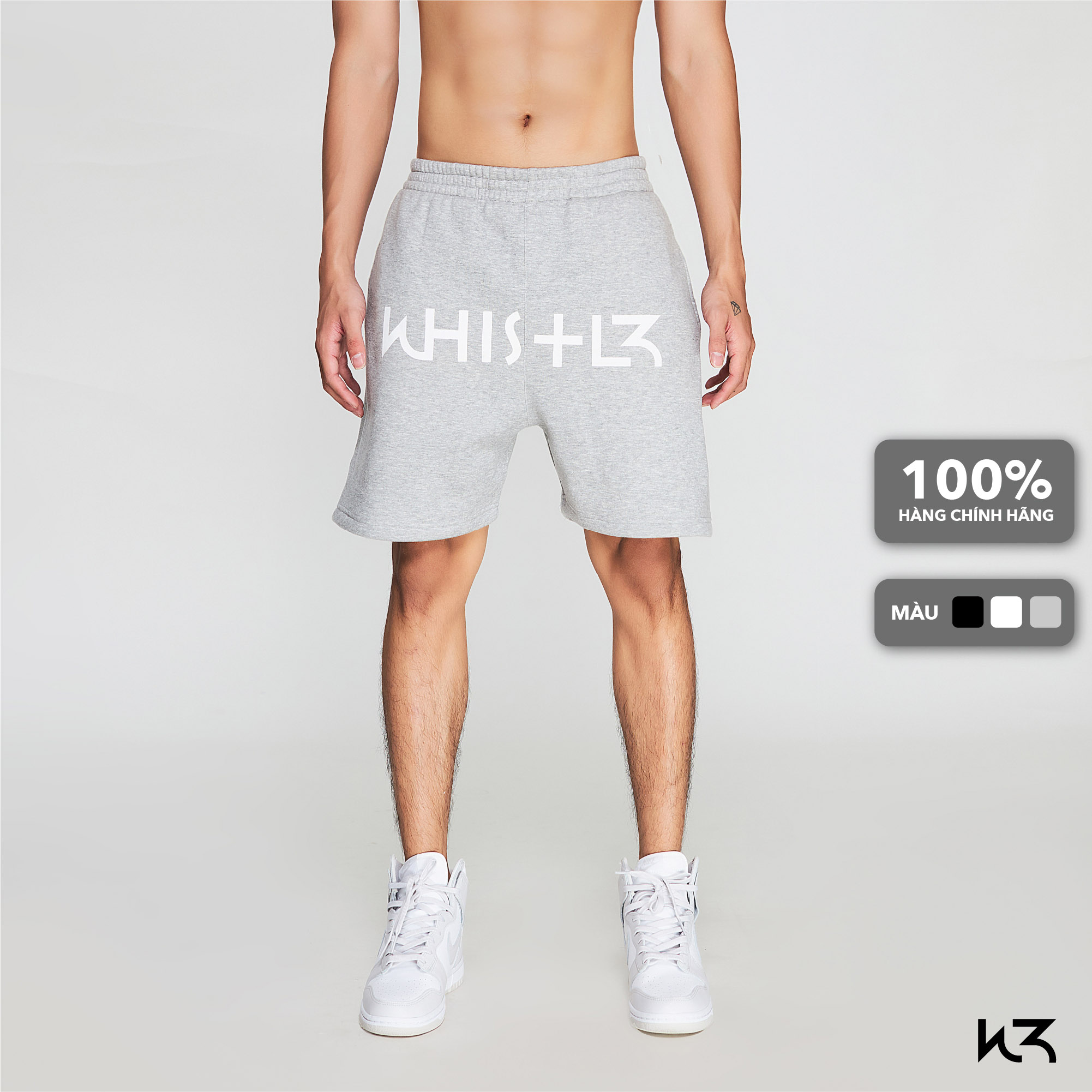 Quần Short Nam Whistl3 Felt Shorts chất liệu Nỉ, 03 màu đen, xám, trắng