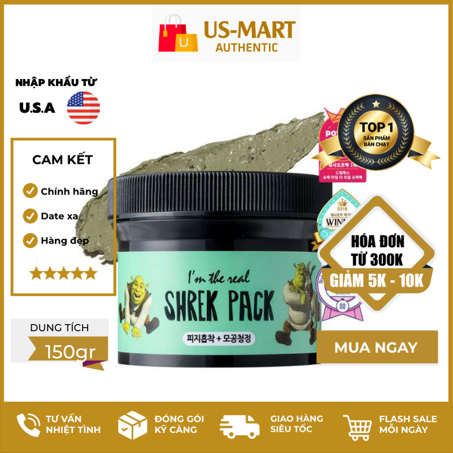 [HCM]Mặt nạ đất sét bạc hà Dreamworks Im The Real Shrek Pack hàn quốc