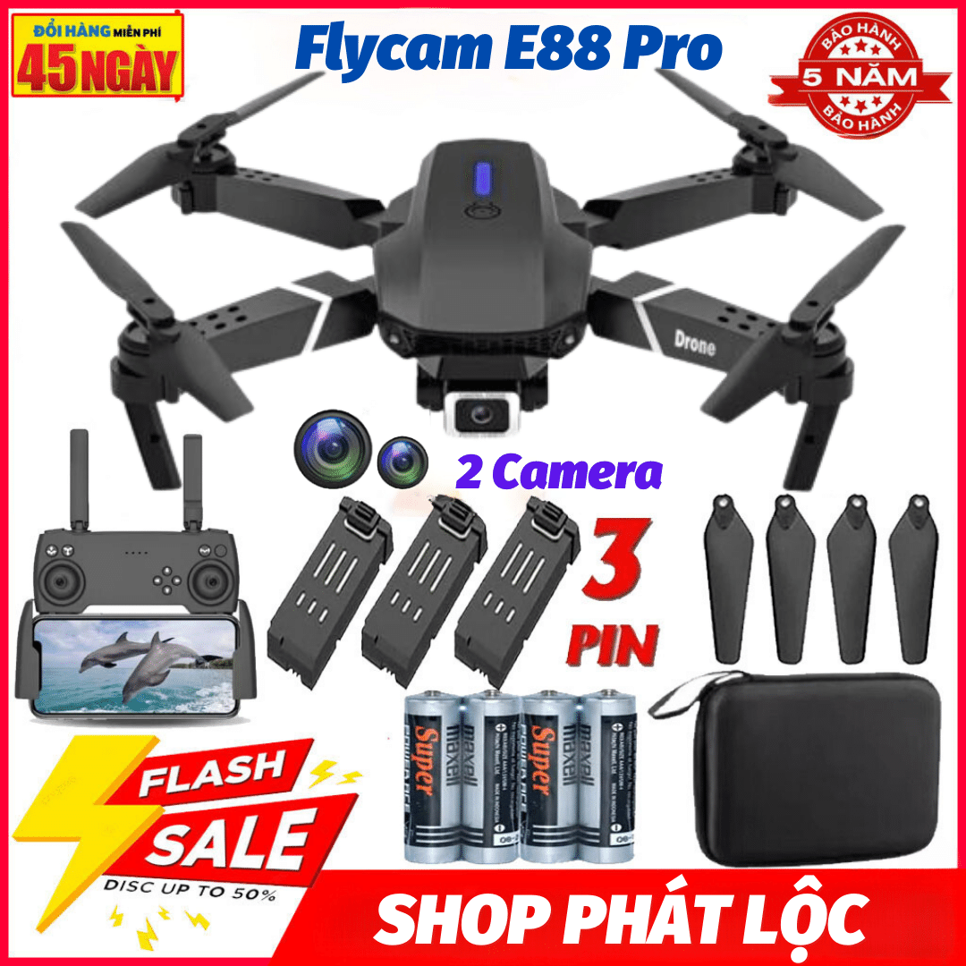 Máy bay Flycam E88 PRO Máy bay điều khiển từ xa 4 cánh Flycam mini Flycam Fly cam hơn S1s pro S136 max K998 max sjrc f11s 4k pro mavic 3 pro