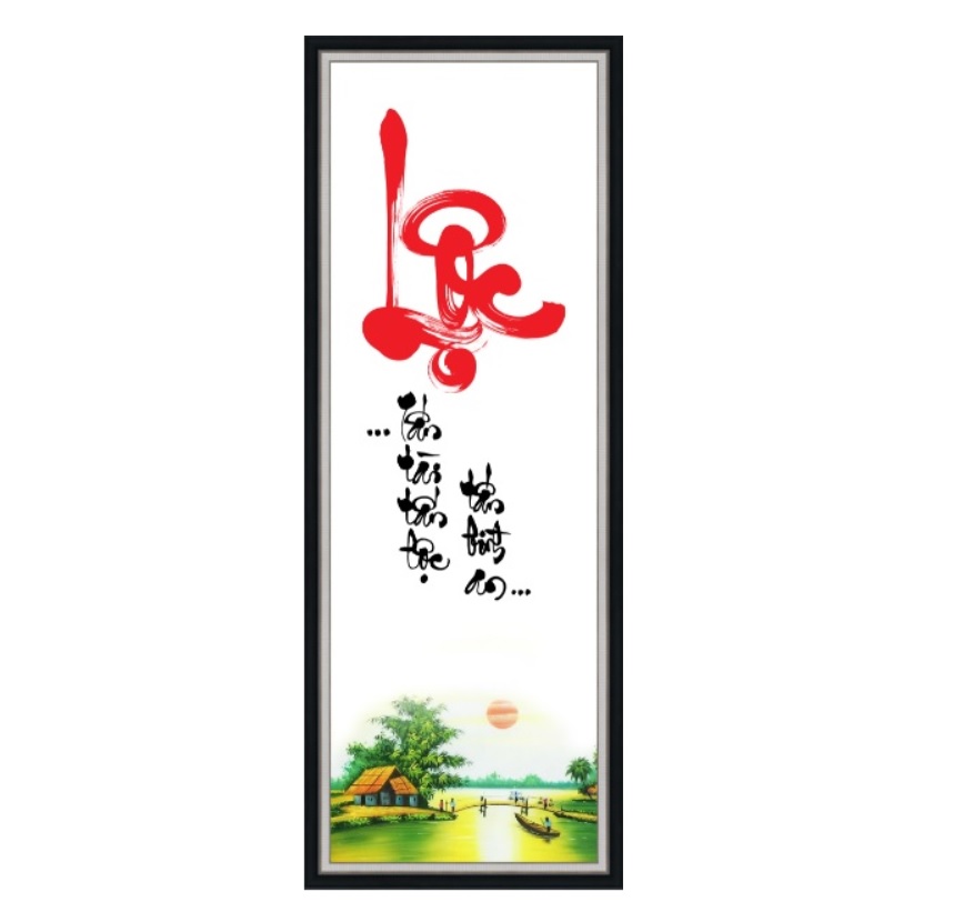 Tranh dán tường VTC thư pháp chữ Phát Phúc Lộc UD0719K kim sa chọn mẫu và kích thước