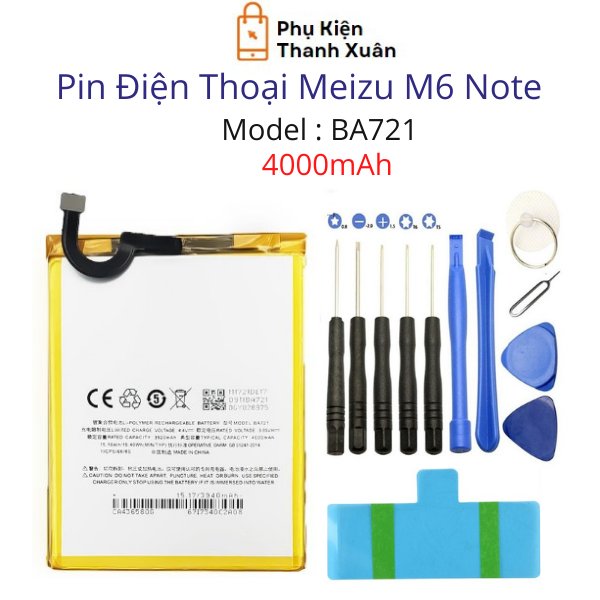 Pin meizu m6 note ba721 4000mah | hàng nhập khẩu | tặng kèm bộ tháo mở