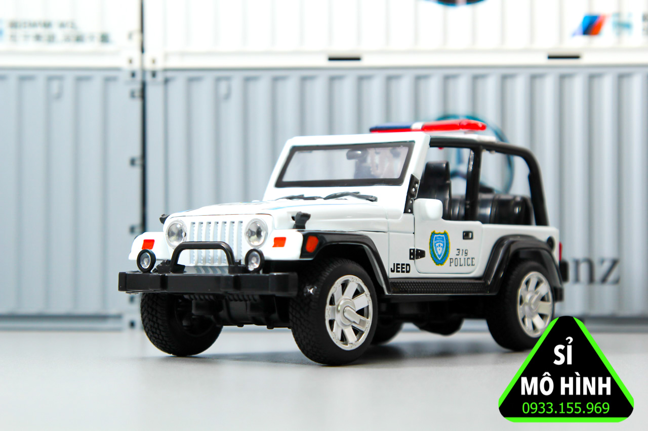 Mô hình xe Jeep Rubicon mui trần Army 1:32