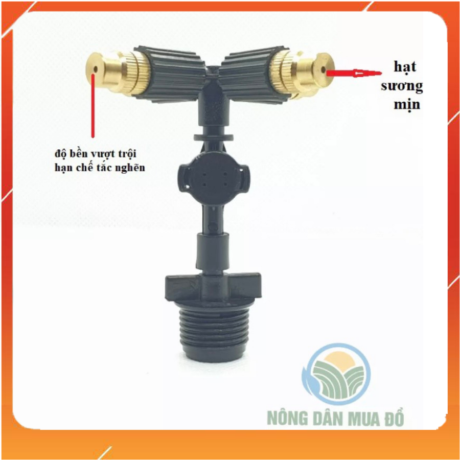 Béc phun sương 4 hướng đầu đồng có van chốn rỉ- combo 10