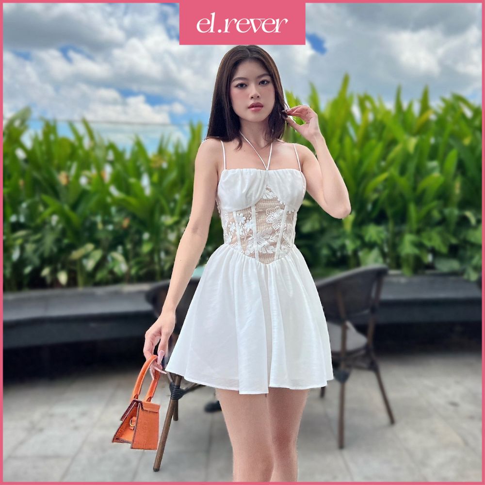 El.rêver - đầm dây thêu hoa layla mini dress - màu trắng - 0722d20