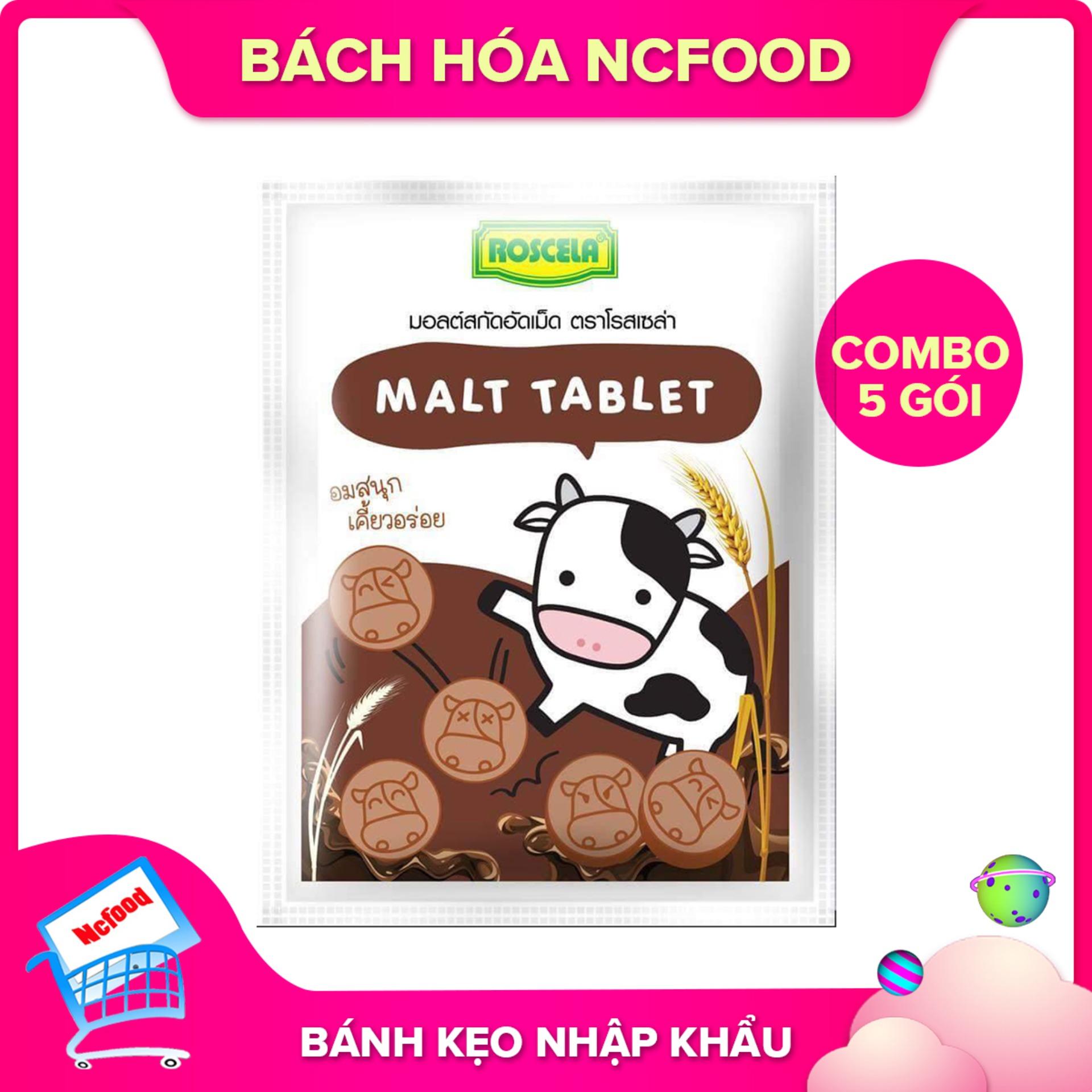 Combo 5 Gói Kẹo sữa bò Milk Tablet Thái Lan Vị Socola (Nâu) (NCFOODVN)