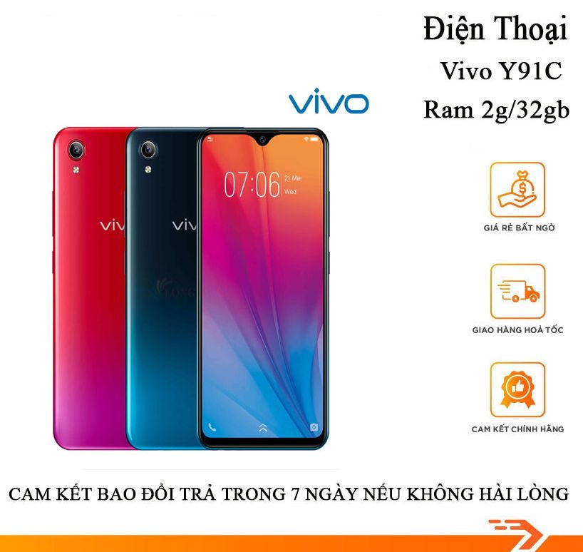Điện thoại vivo y91c ram 2g/32gb máy chính hãng