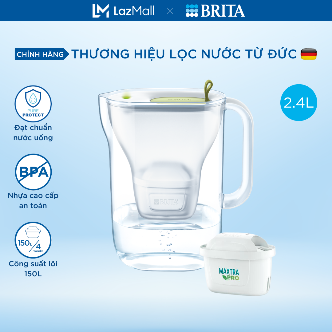 Bình lọc nước brita style lime 2.4l - thương hiệu đến từ đức