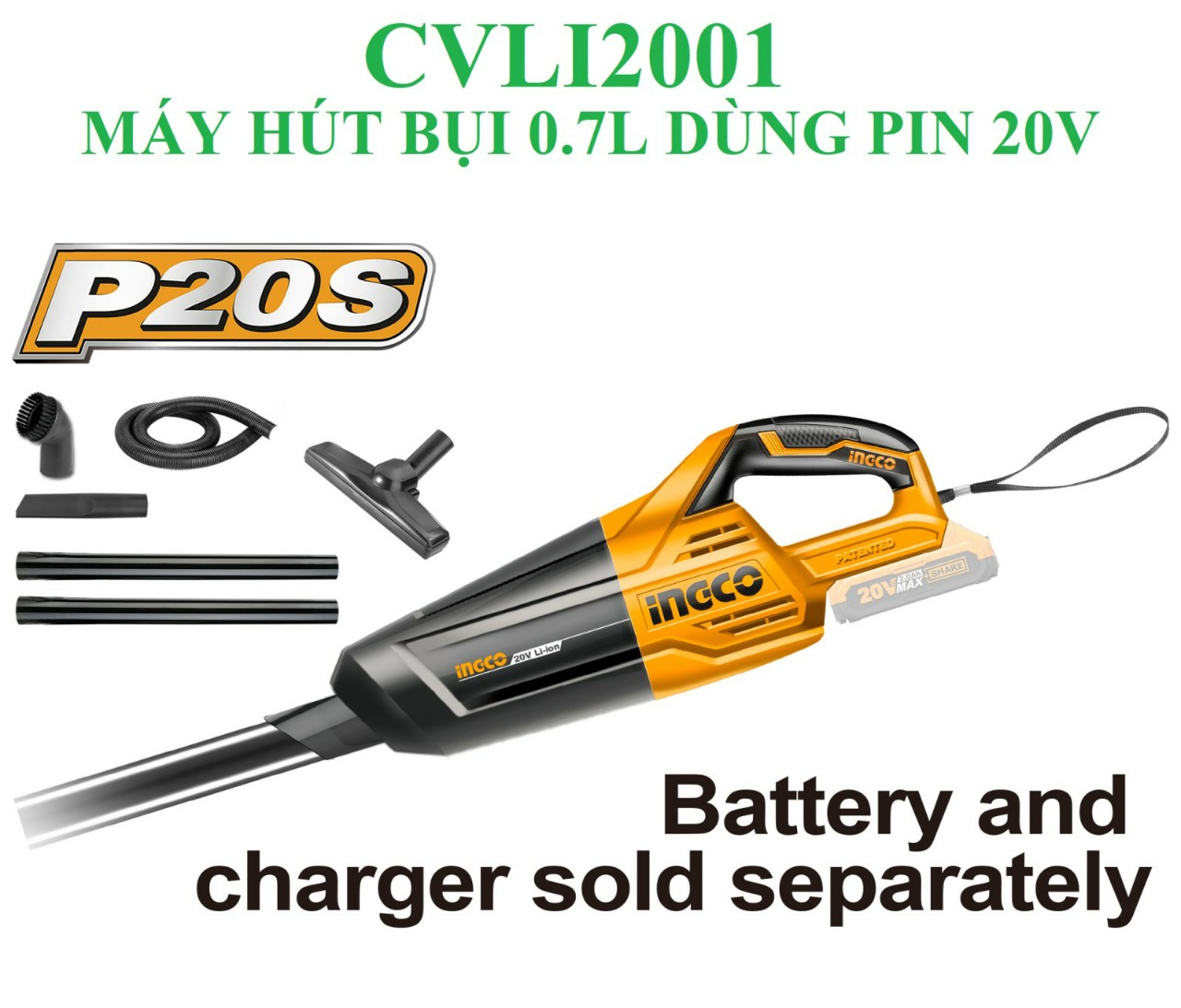 Máy hút bụi cầm tay dùng pin 20v ingco cvli2001