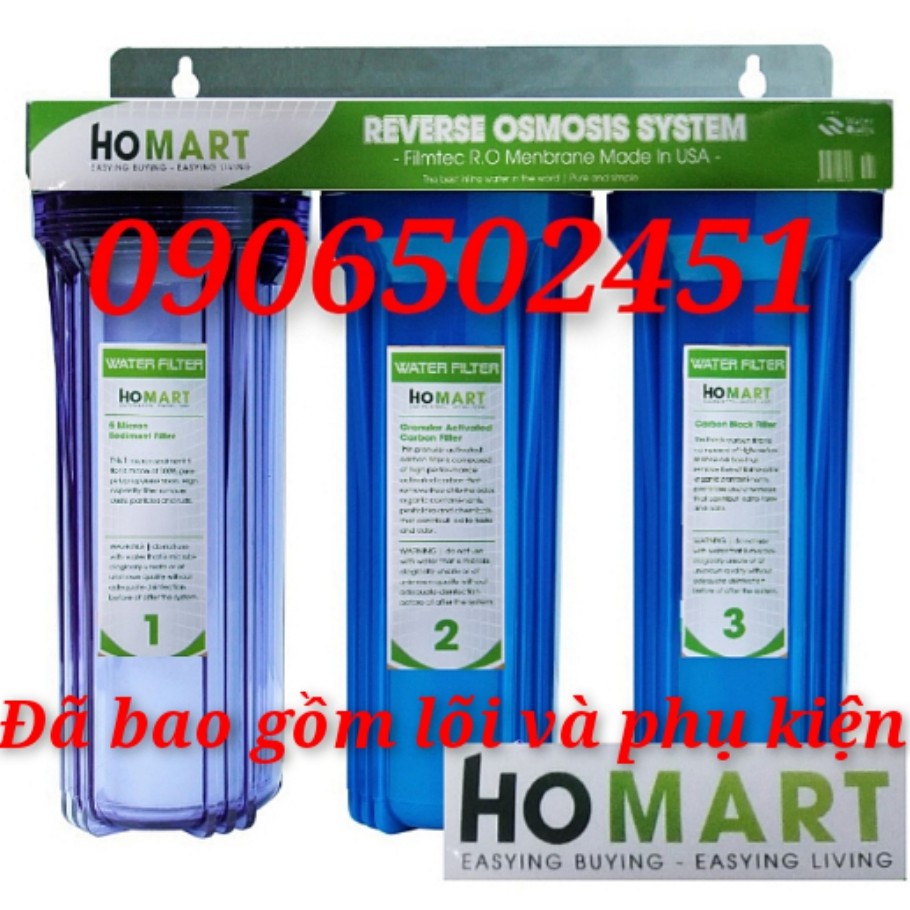 Bộ lọc nước sinh hoạt 3 cấp 30c3 xanh trong 10nch