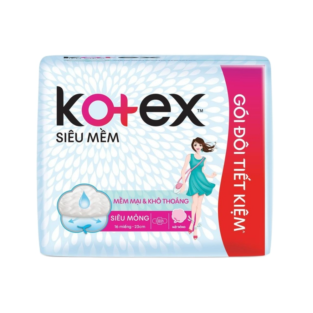 Băng vệ sinh Kotex Siêu mềm siêu mỏng cánh 23cm