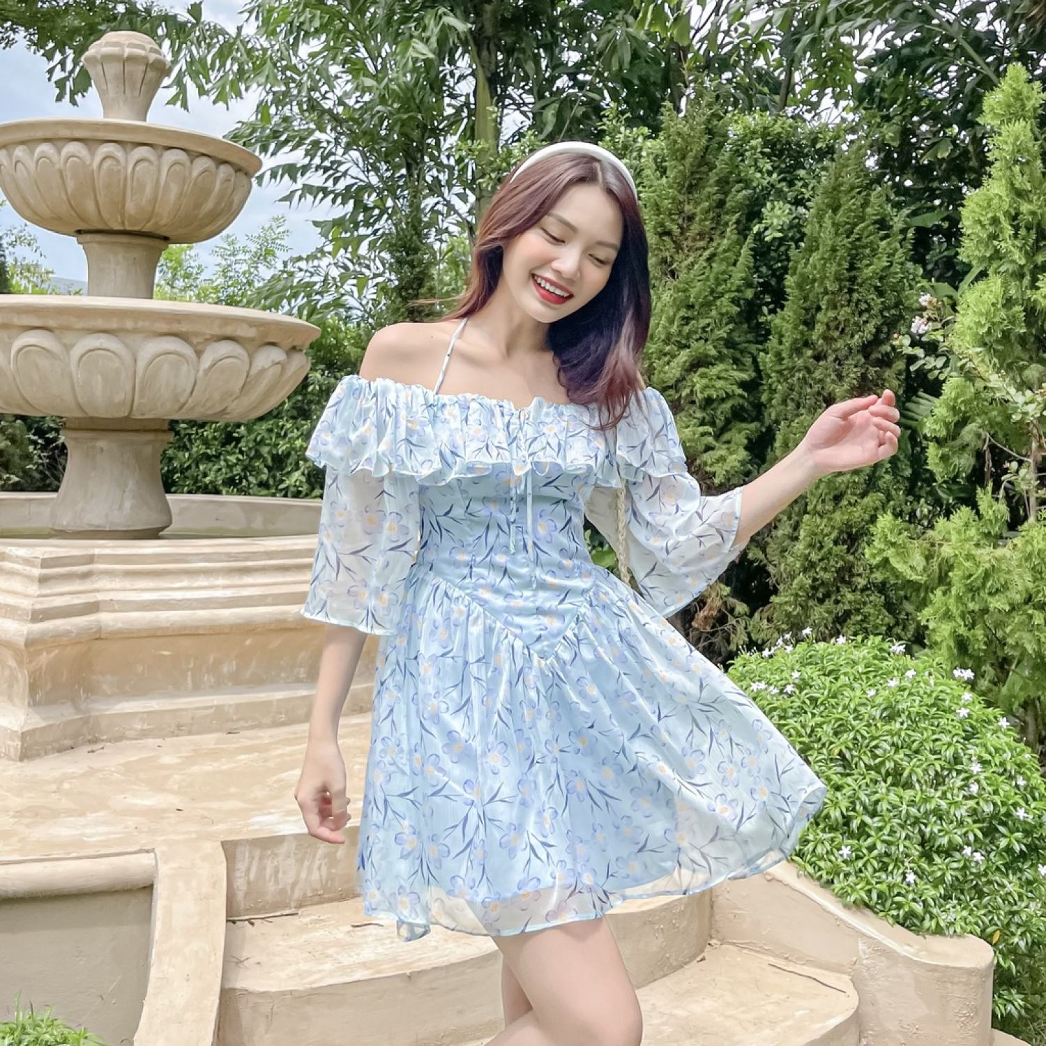 Đầm kanila - đầm bẹt vai bèo ngực