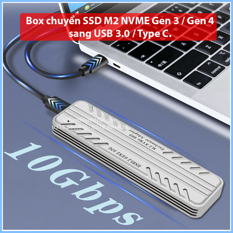 Box nvme, chuyển ssd m2 nvme gen 3 / gen 4 sang usb 3.0 / type c.