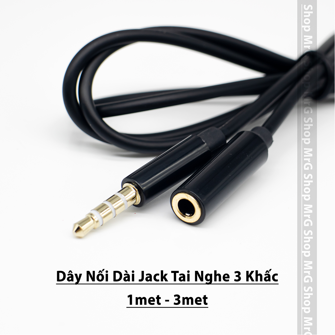 Cáp Nối Dài Jack Tai Nghe 3.5ly 3 Khấc, Dài 1met-3met dây mềm dẻo - MrG , dây jack 3.5ly đầu đực đầu cái, dây 3.5 nối dài, dây nối dài dây tai nghe, dây jack 3 5ly 3 khấc, dây tai nghe 3 khấc, dây kết nối tai nghe