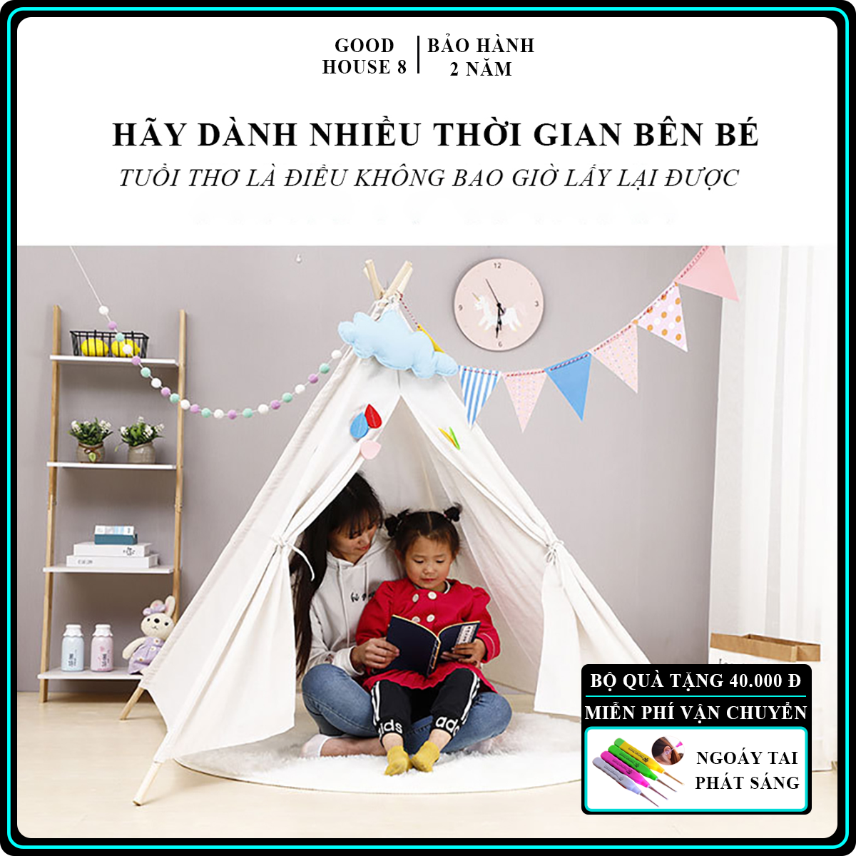 Lều cho bé cực xinh, lều công chúa hoàng tử chất liệu vải tự nhiên cao cấp, thiết kế sang trọng, đẹp mắt. Bảo hành 12 tháng, lỗi 1 đổi 1 trong 7 ngày.