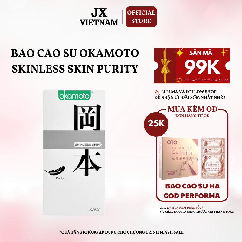 [SALE SỐC]Bao Cao Su OKAMOTO SKINLESS SKIN PURITY [CHÍNH HÃNG 100%](10bao/Hộp)Trắng Tinh Khiết - Nhập Khẩu Nhật Bản TH STORE 01