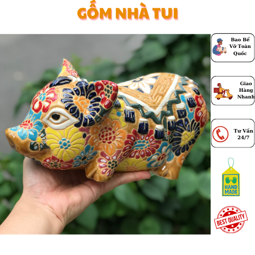 heo bách hoa gốm sứ thủ công trang trí