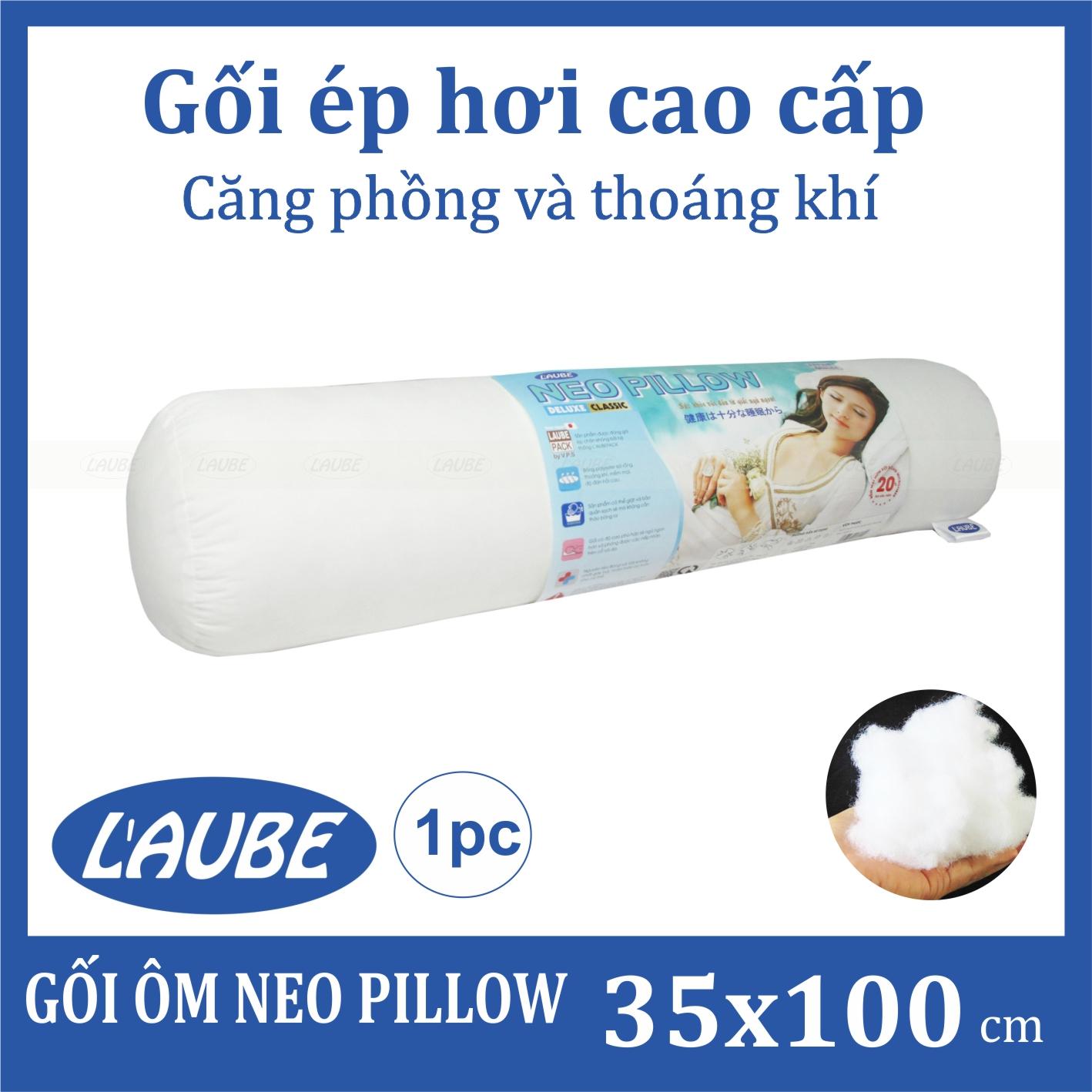 Gối ôm ép hơi L'aube Nhật Bản 35 x 100cm (Trắng)