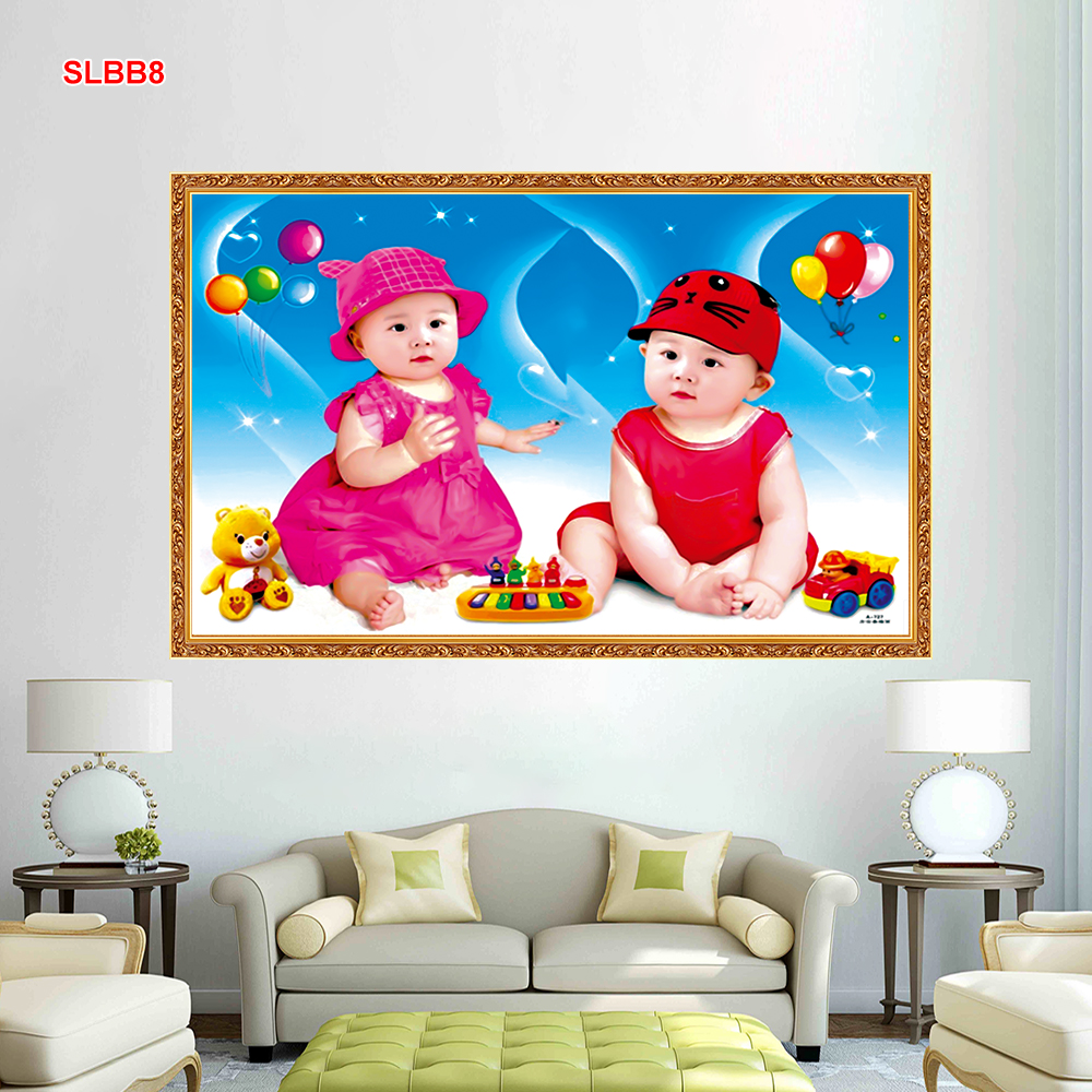 TRANH DÁN TƯỜNG 3D EM BÉ BABY -SLBB8- CÓ IN THEO YÊU CẦU -TRANH TRANG TRÍ PHÒNG NGỦ