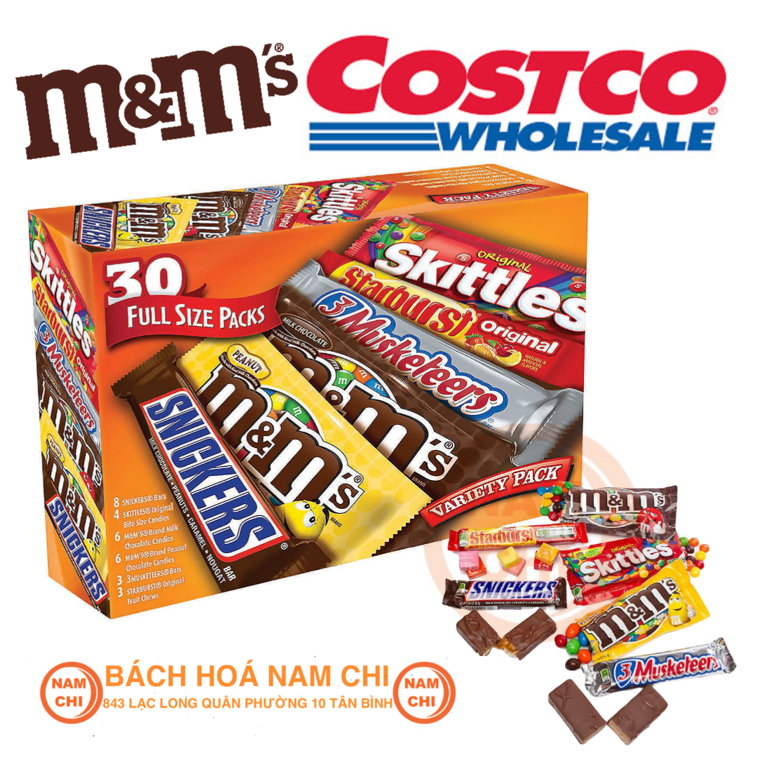 Socola m&m variety pack 30 full size packs 6 loại kẹo snickers m&m musketeers starburst skittles