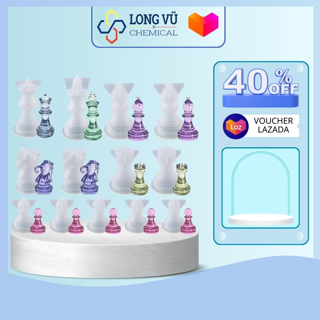 Khuôn Silicone 3D Làm Đồ Thủ Công Hình Quân Cờ Vua
